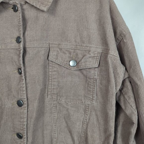 Cropped Corduroy Jacket with Frayed Hem - Picture 3 of 8